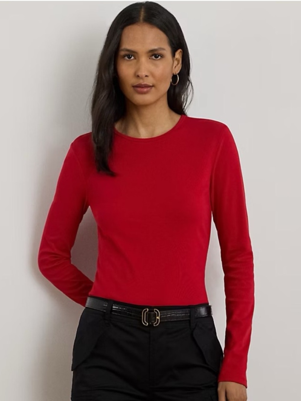 Lauren Ralph Lauren Red Long-Sleeve Crewneck Top
